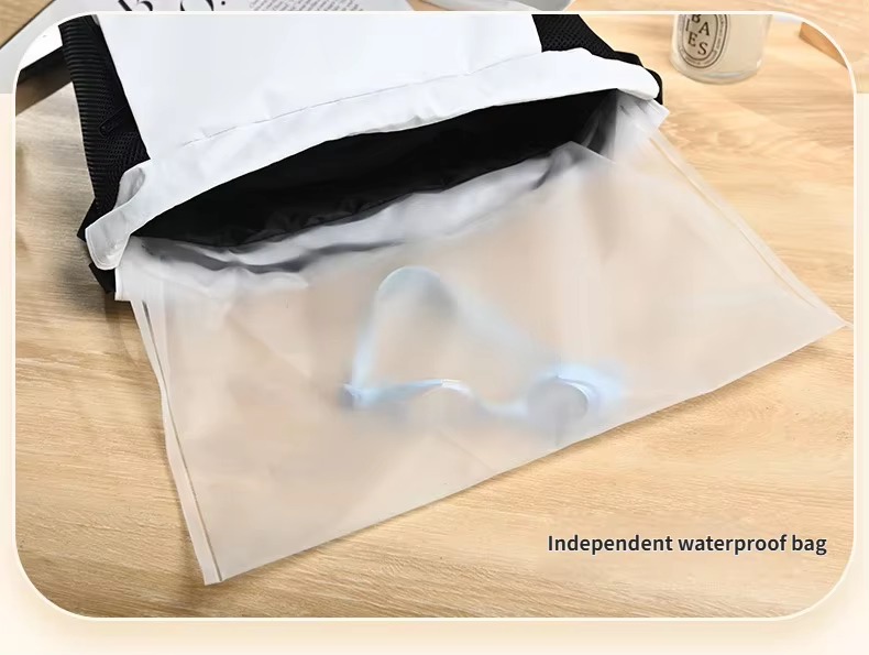 independent waterproof inner bag laid open on a table