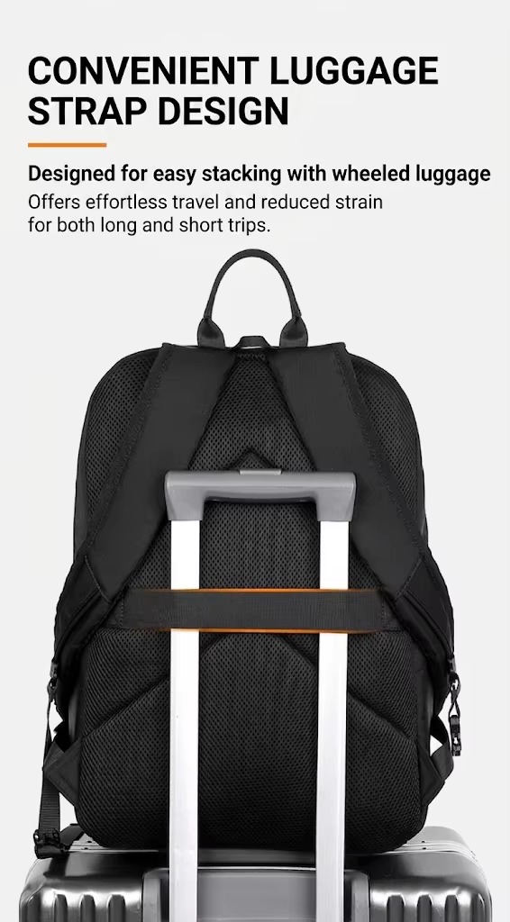 rear luggage strap passed over a wheeled suitcase handle