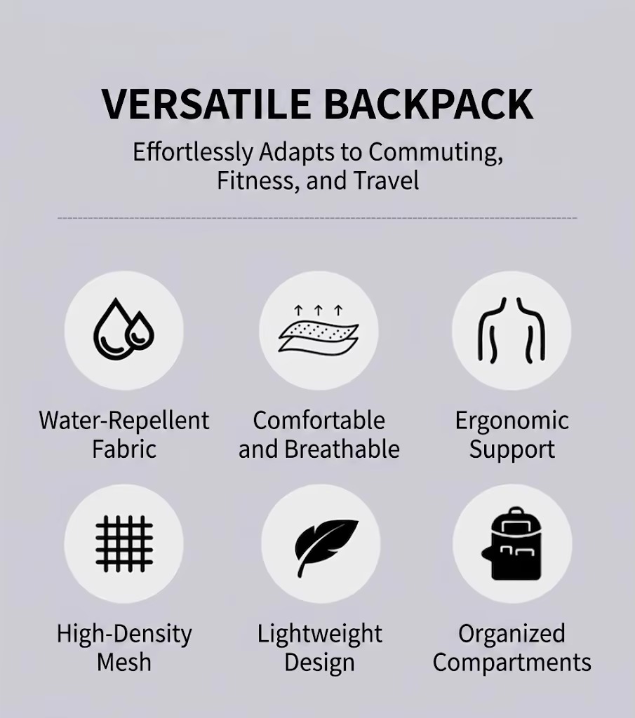 front and back view of sport casual backpack