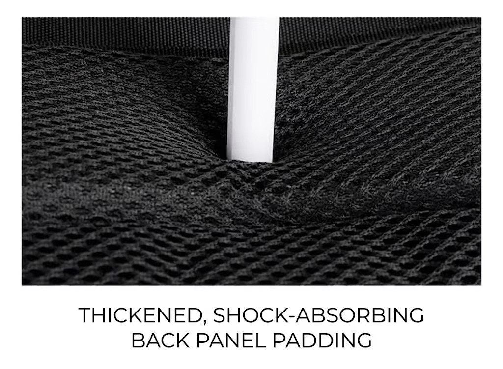 thickened shock-absorbing back panel padding close-up