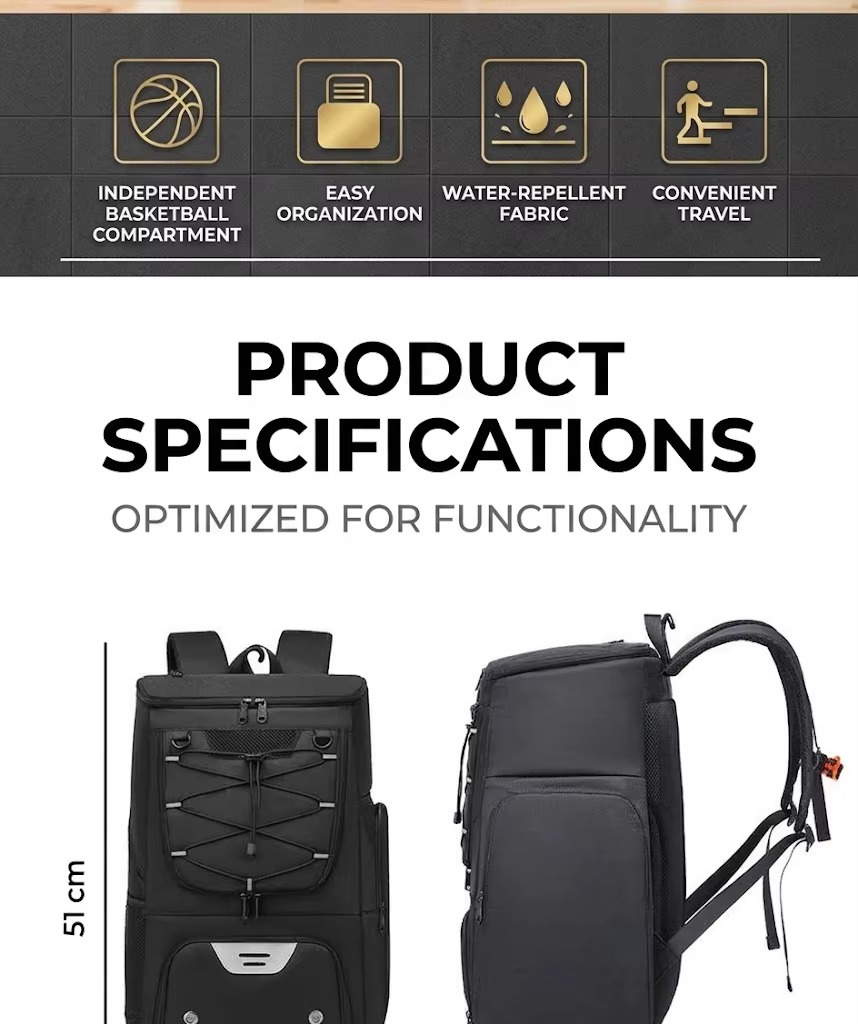 feature icons and front and side view with 51 cm height