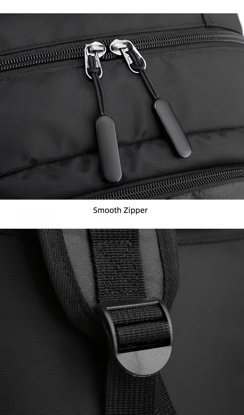 smooth double zipper pulls and strap adjuster