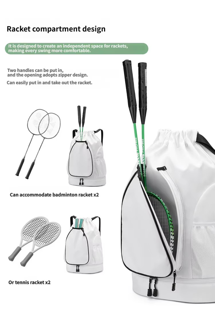 racket compartment holding two badminton or tennis rackets