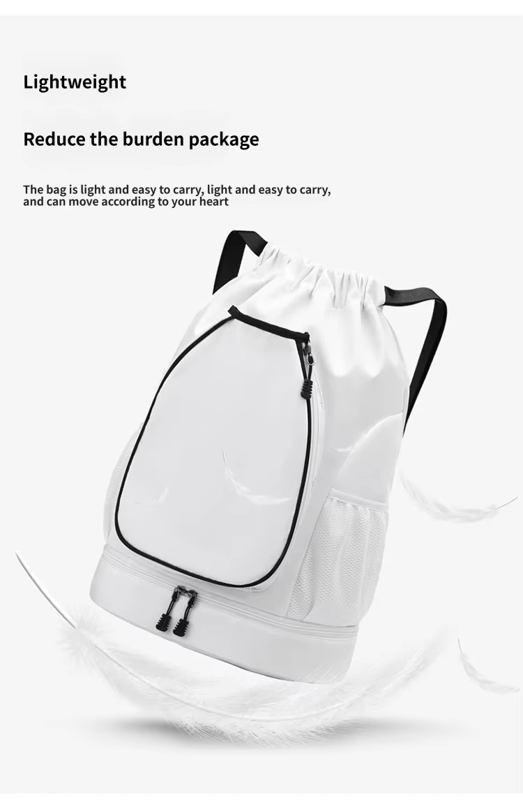 lightweight white drawstring backpack
