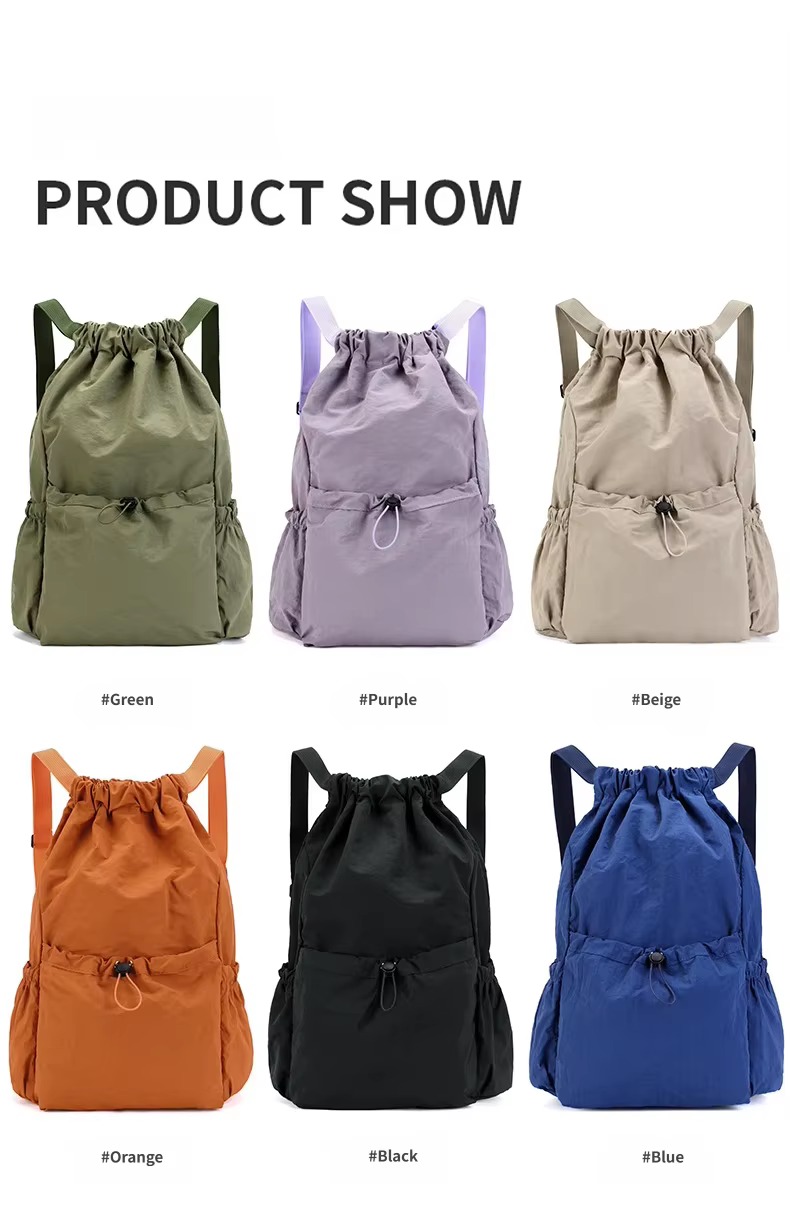 six color options green, purple, beige, orange, black, blue