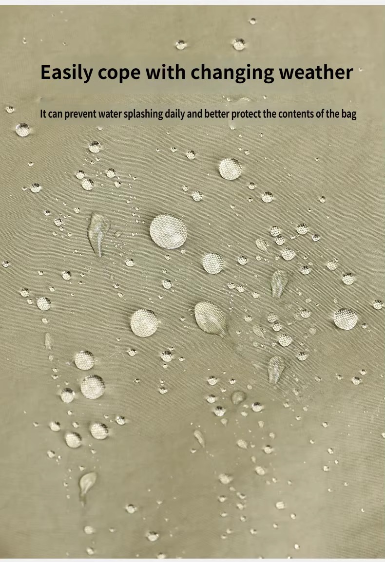 water beads on water-resistant polyester fabric