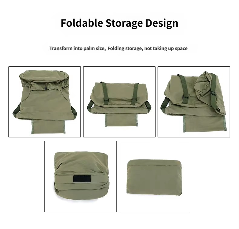 steps folding backpack into small pouch