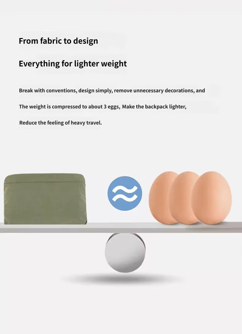 folded pouch weighing about the same as three eggs