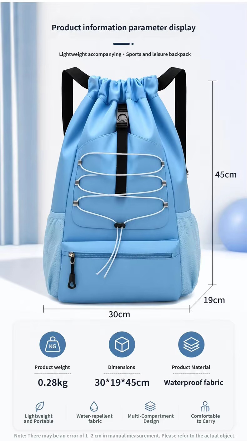 30x19x45 cm size with 0.28 kg weight and waterproof fabric