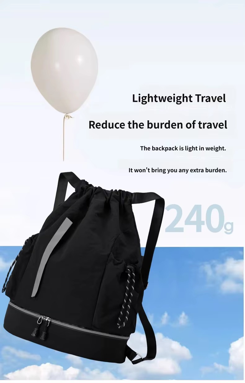 black backpack weighing 240 g