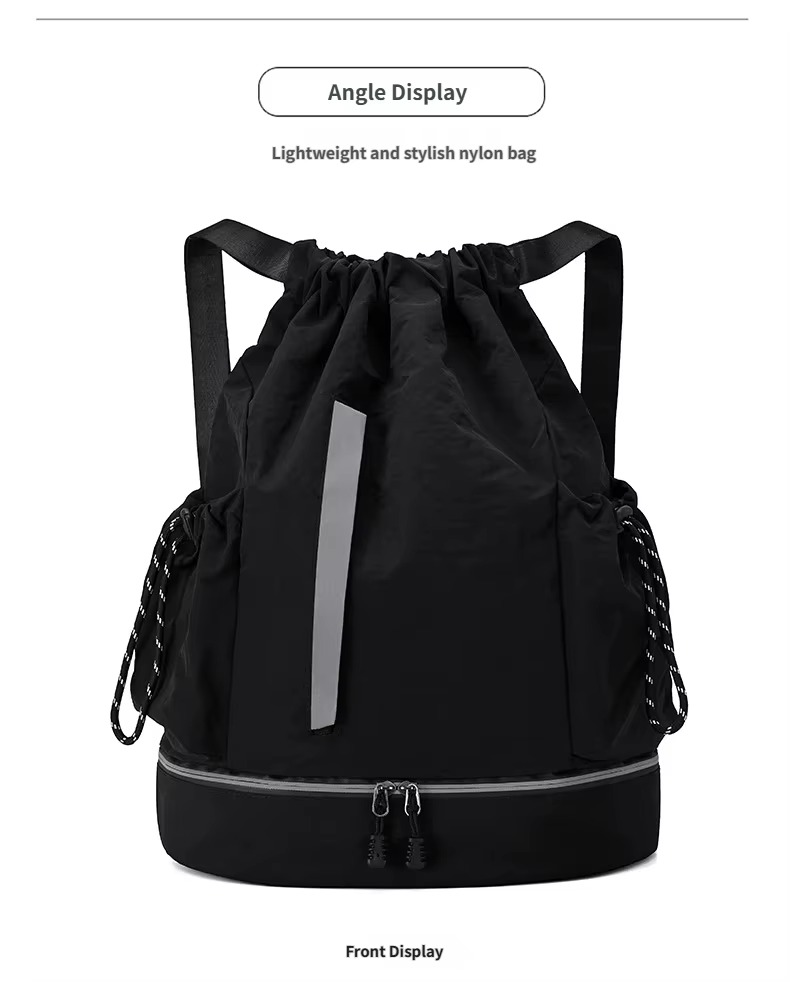 front view of black backpack