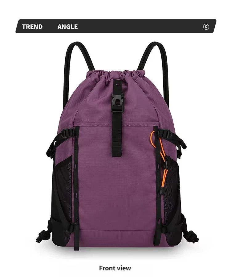 front view of purple backpack