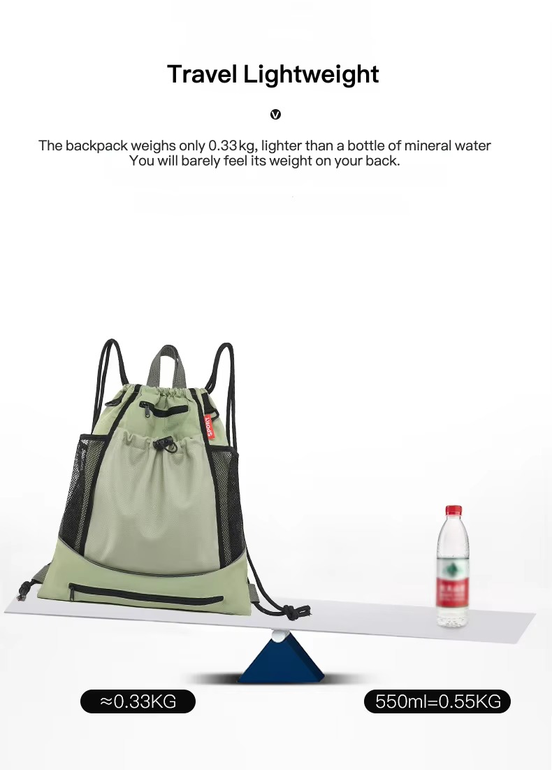 bag weighing 0.33 kg compared with bottled water