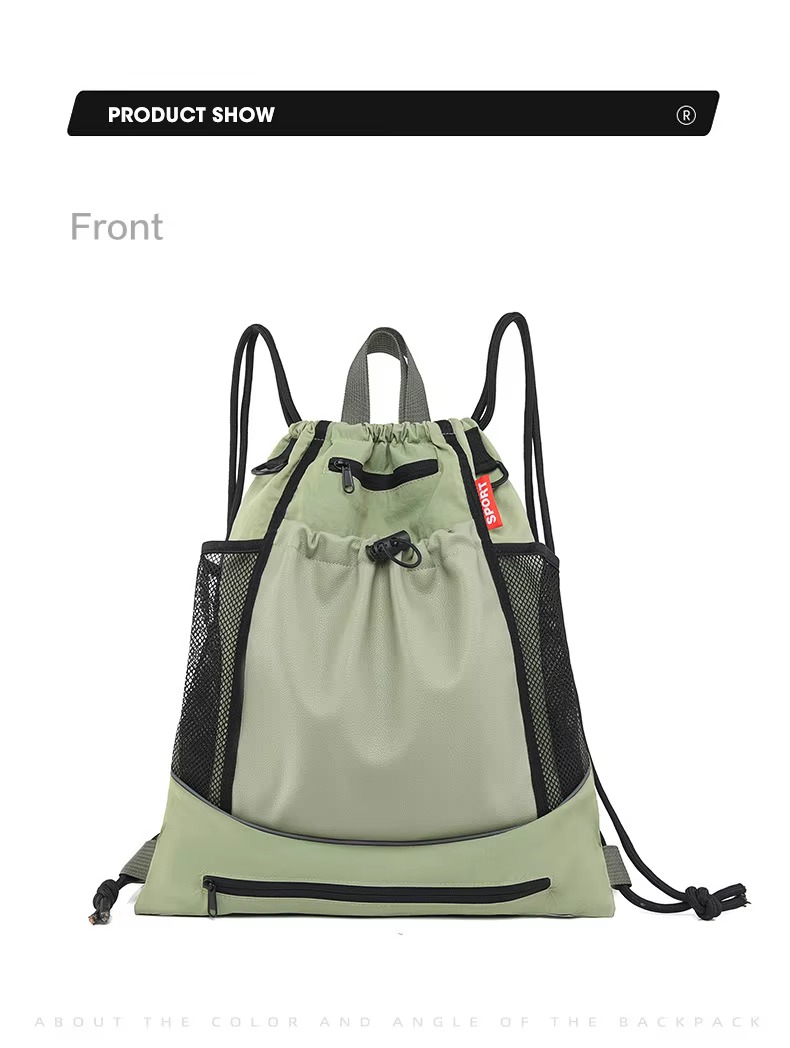 front view of green backpack