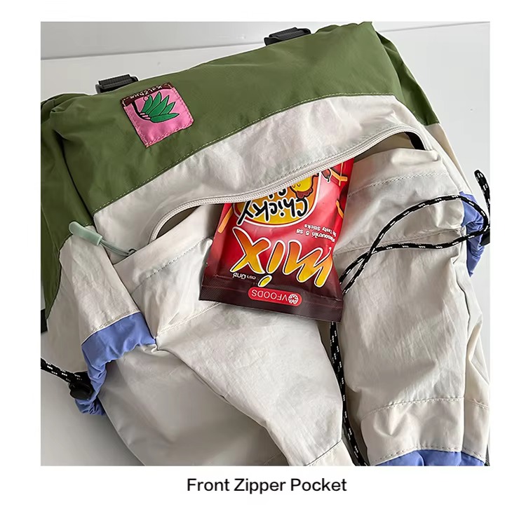 front zipper pocket holding snack