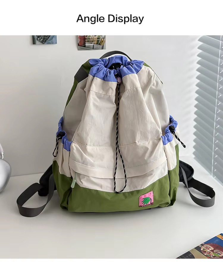beige backpack angle display