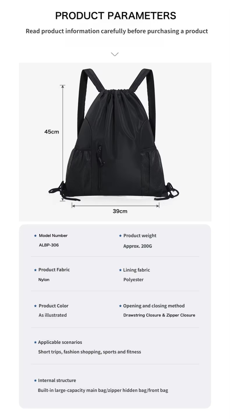 product parameters with 39x45 cm size and 200 g weight