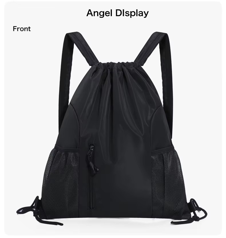 front view of black backpack