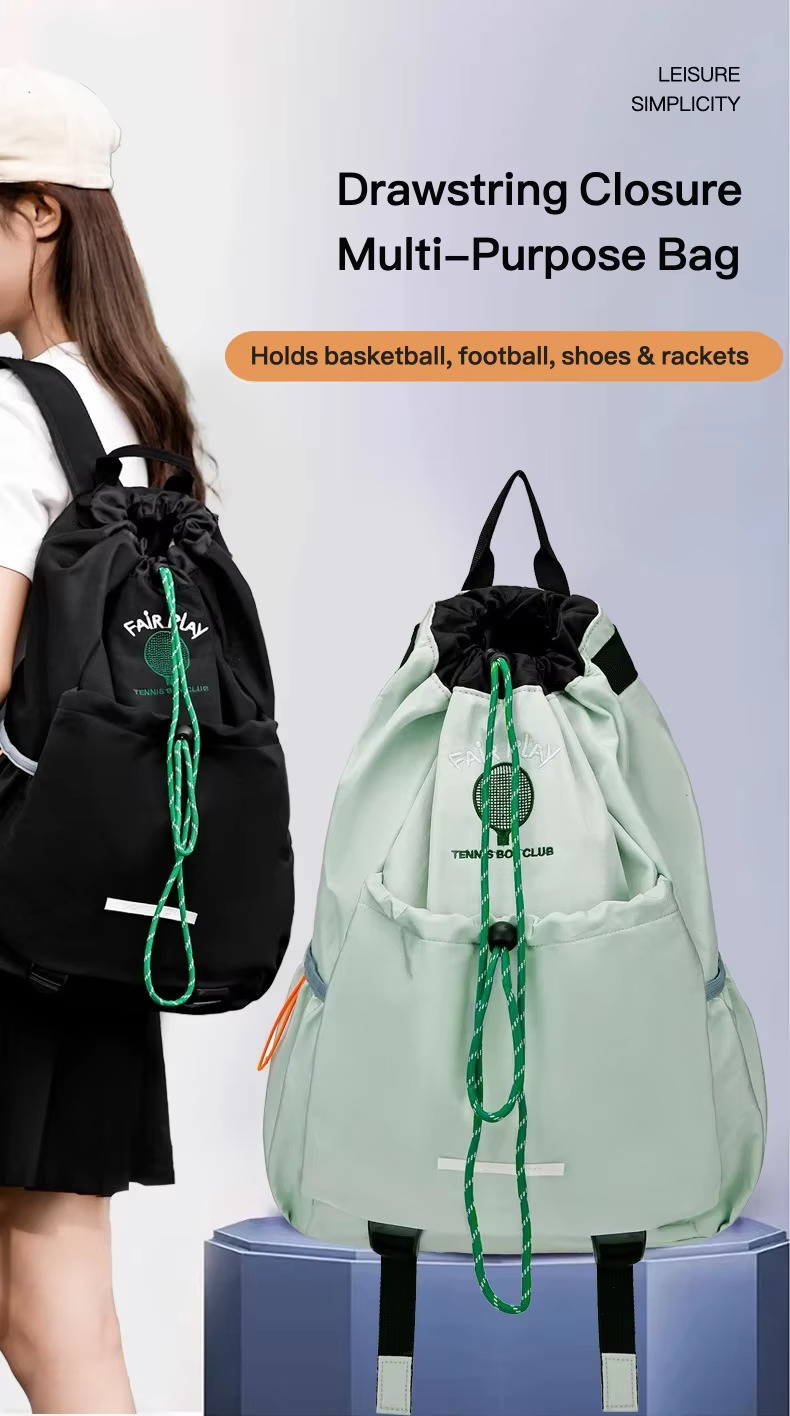 light green and black drawstring multi-purpose backpacks