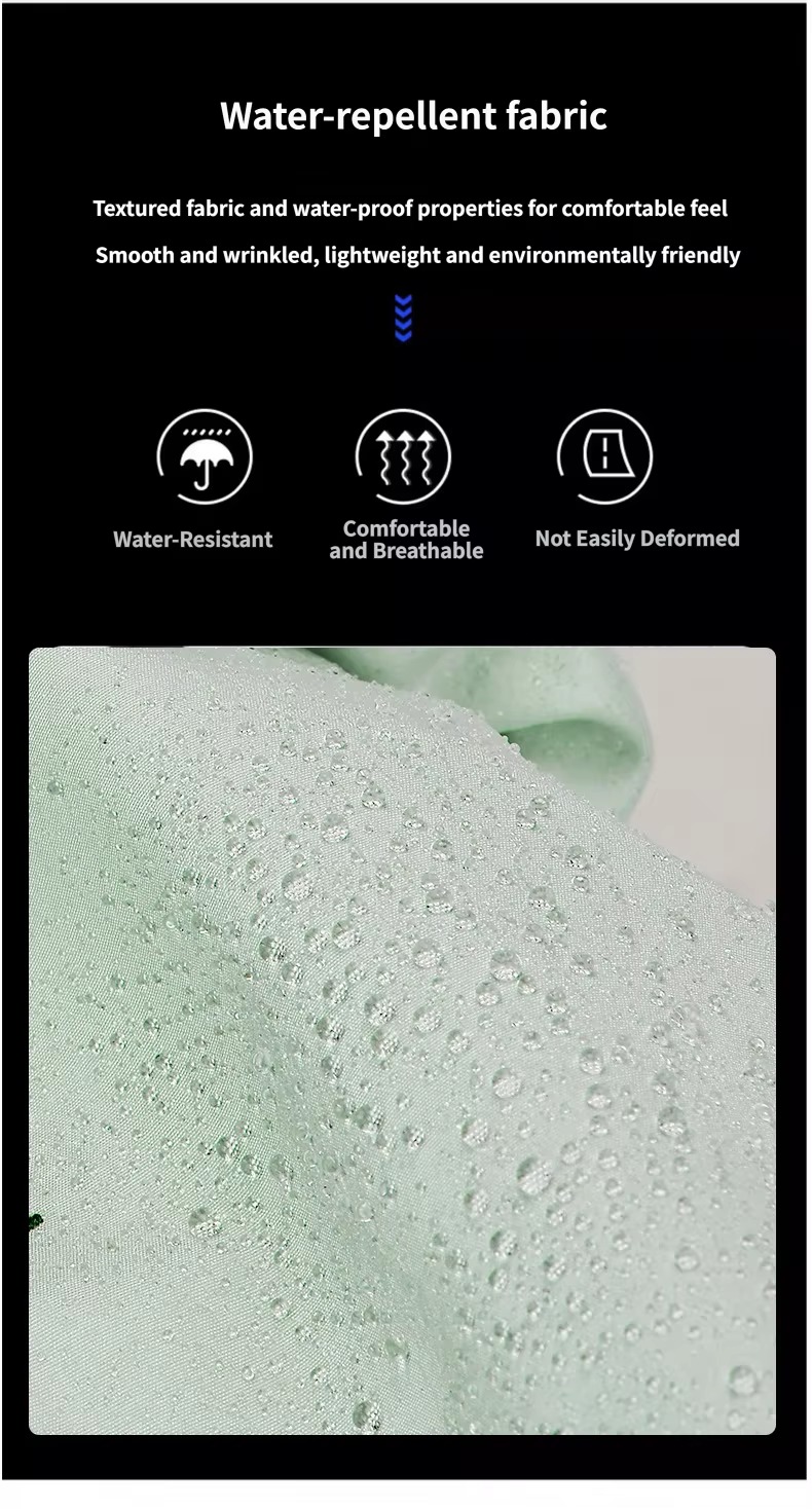 water beads on water-repellent fabric