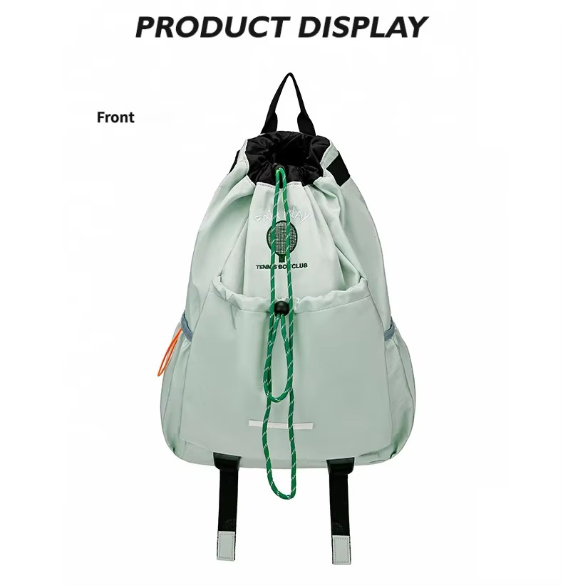 front view of light green backpack