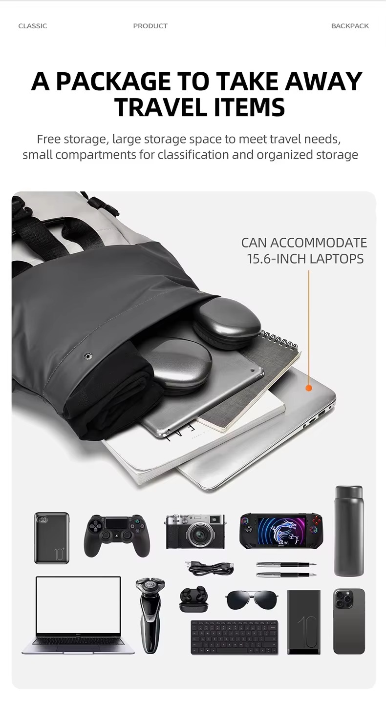 15.6-inch laptop and travel items it holds