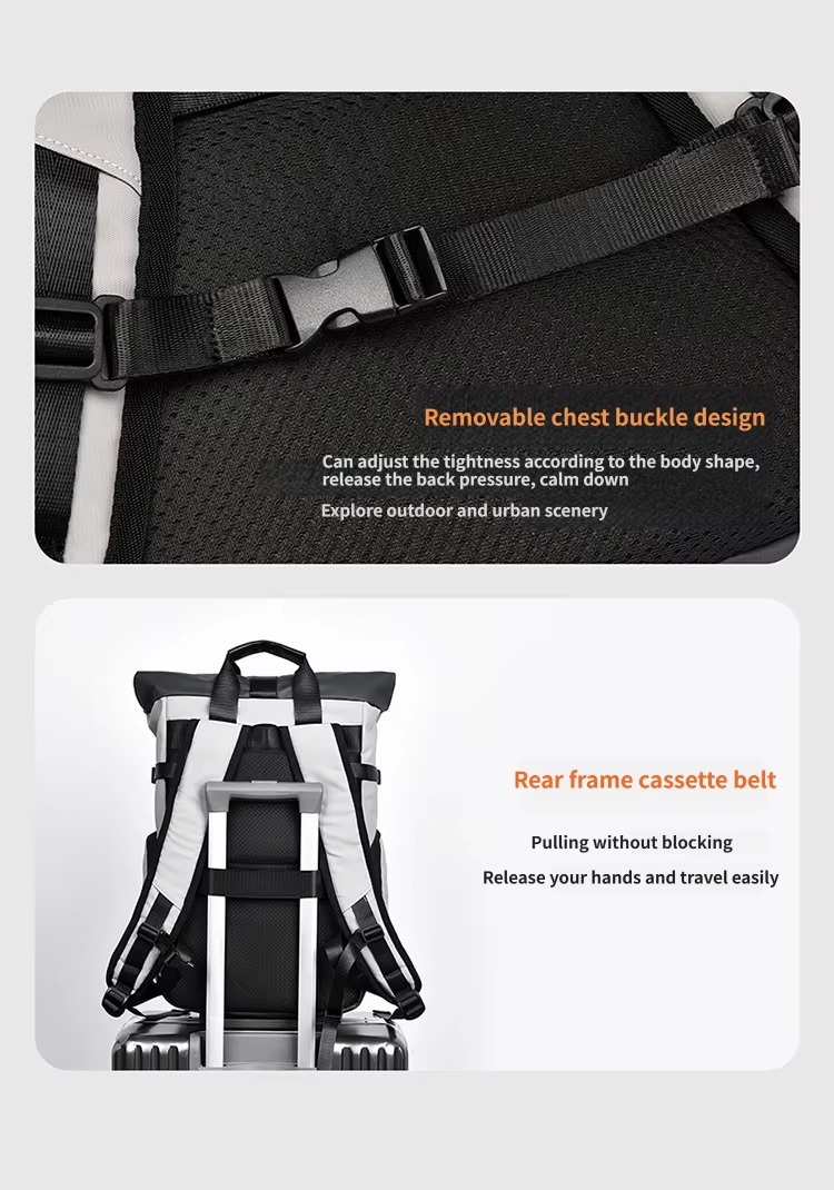 removable chest buckle and rear luggage strap