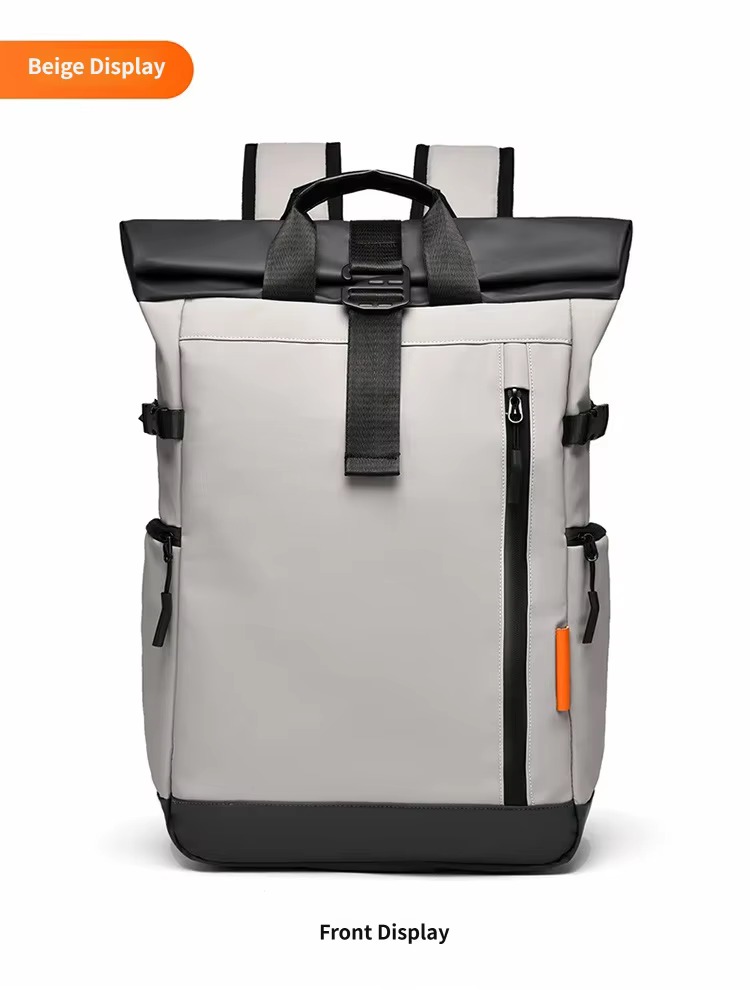 beige backpack front view