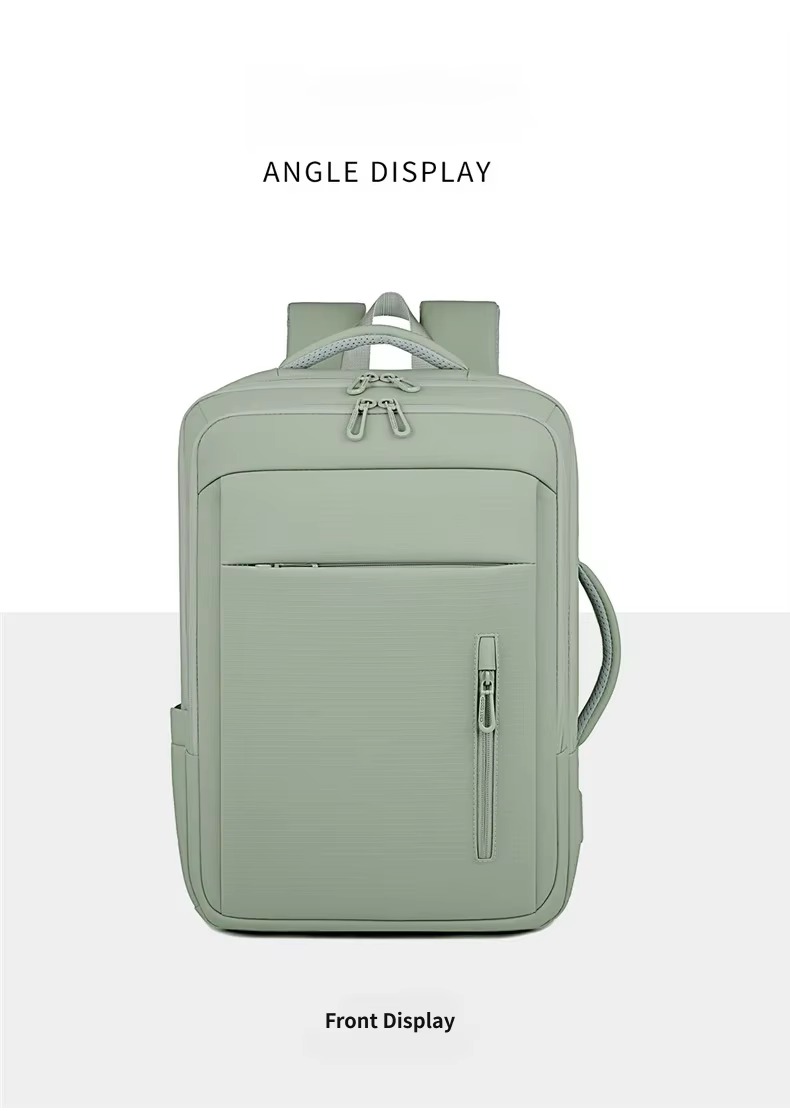 front view of green backpack