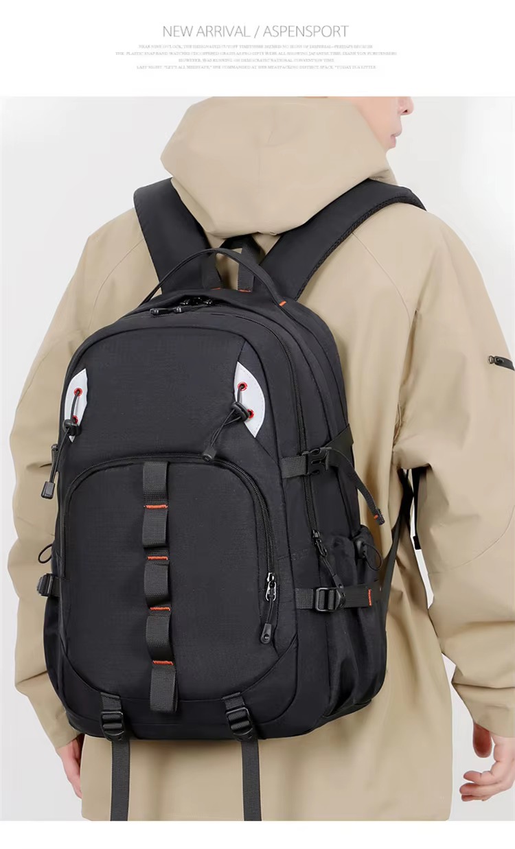 man wearing black backpack