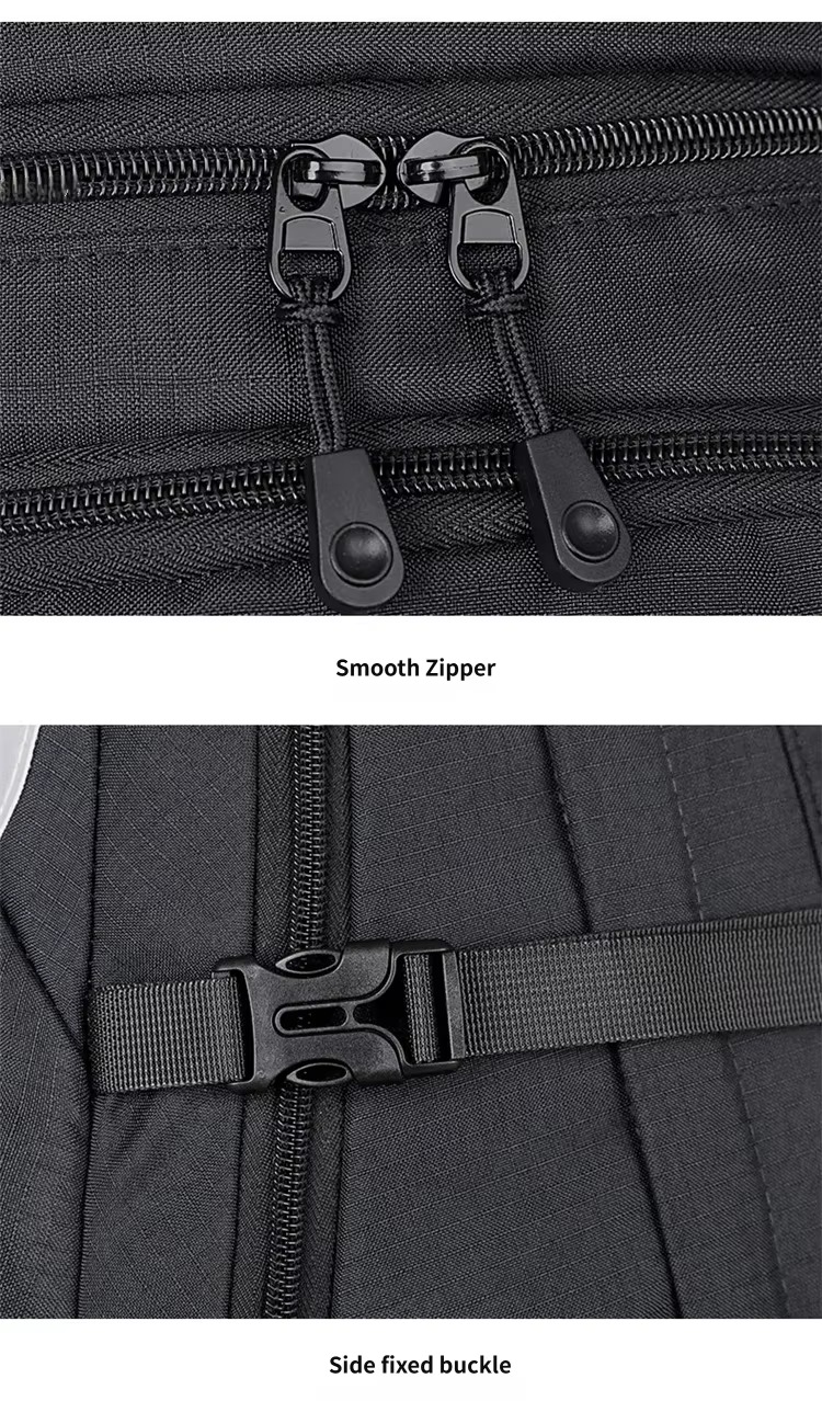 smooth zipper and side fixed buckle
