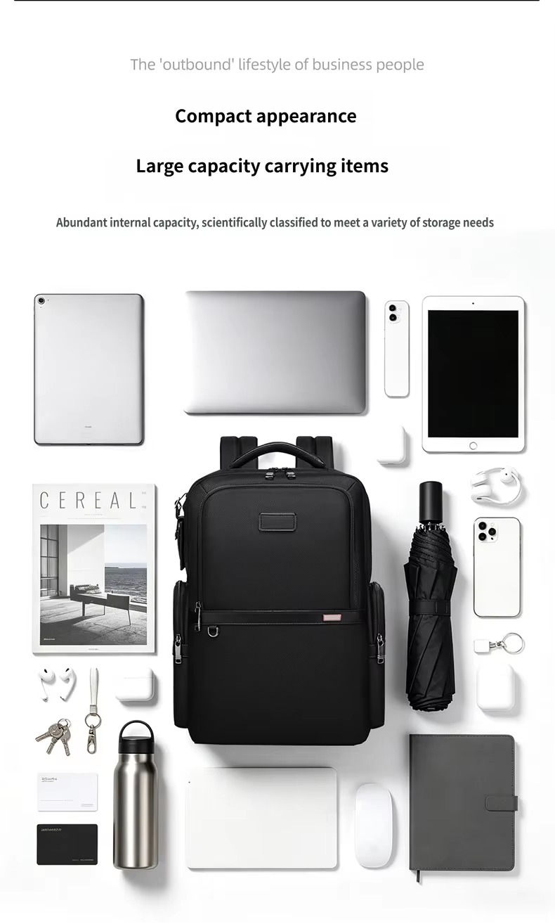compact backpack with items it can carry