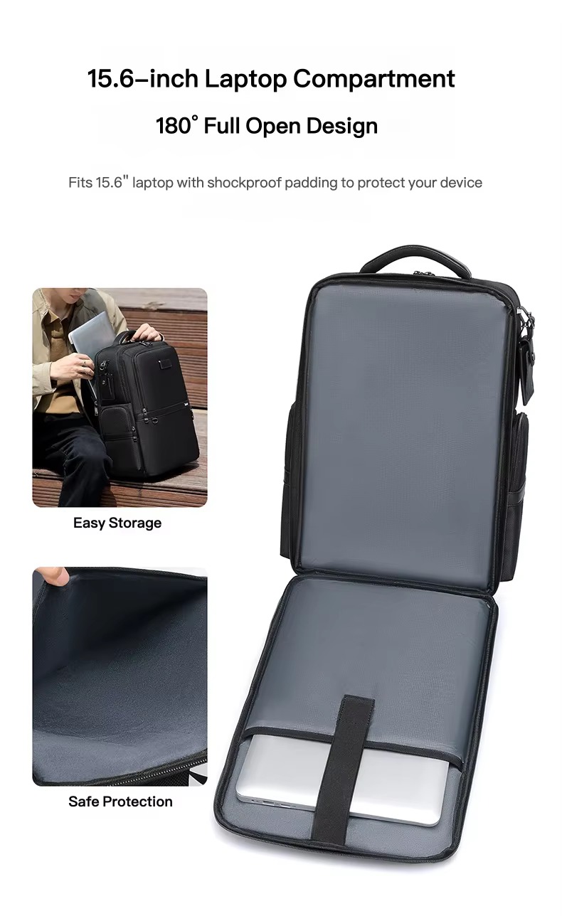 180-degree open 15.6-inch laptop compartment