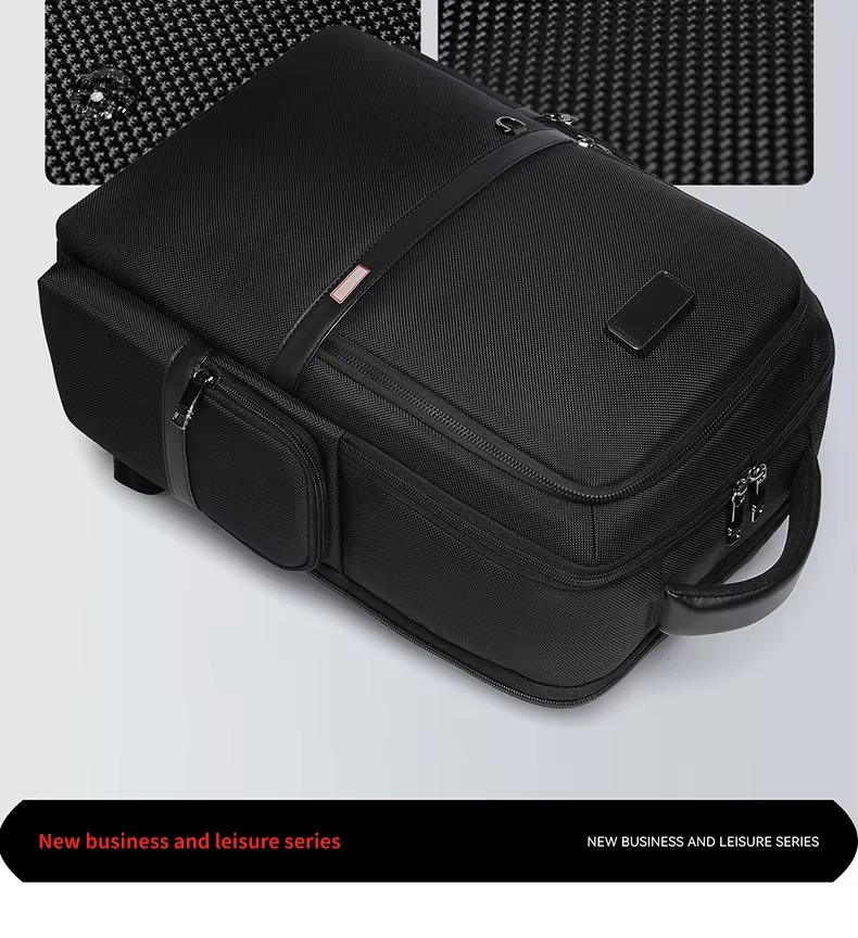 top view of black backpack
