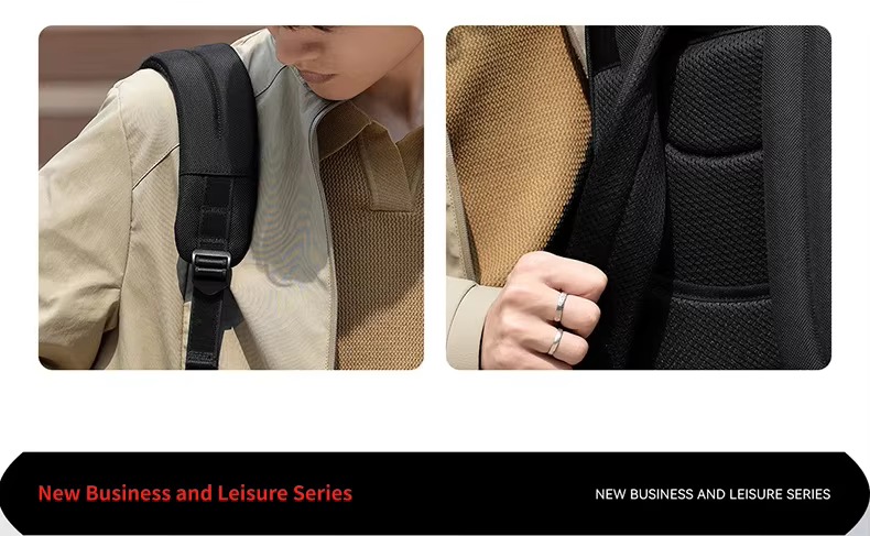padded shoulder straps worn by model