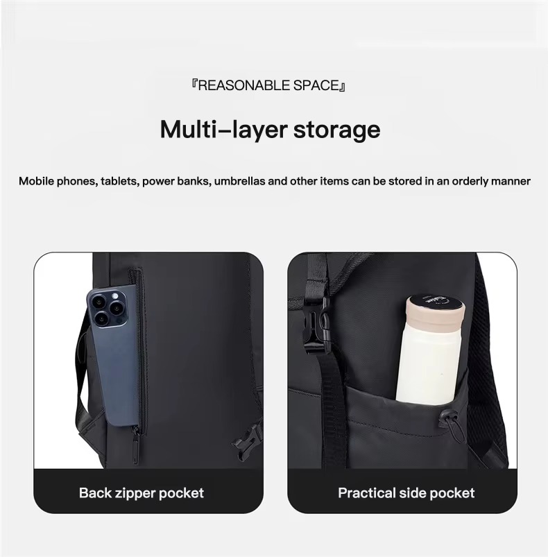 back zipper pocket and side pocket