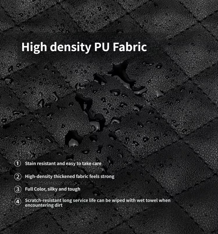 water beads on quilted high-density PU fabric