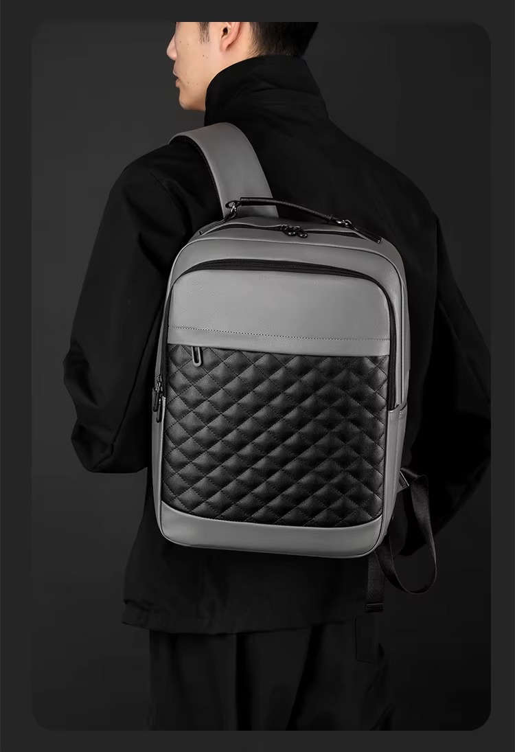 gray backpack side angle