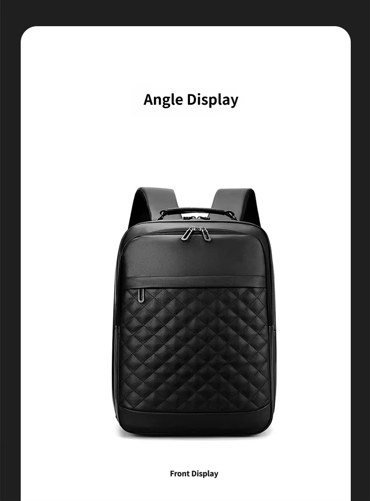 front view of black backpack