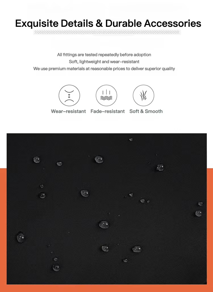 water beads on nylon fabric
