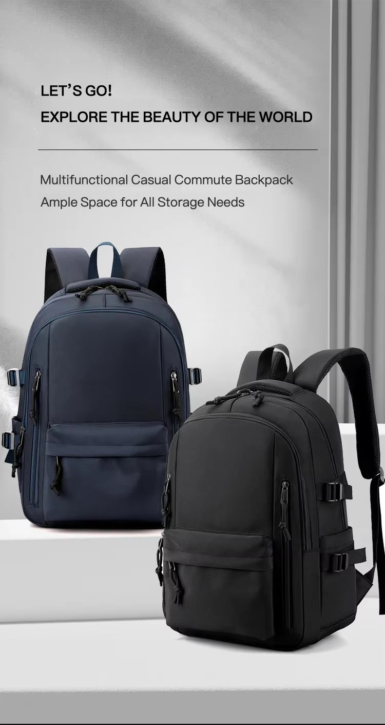 navy and black casual commute backpacks