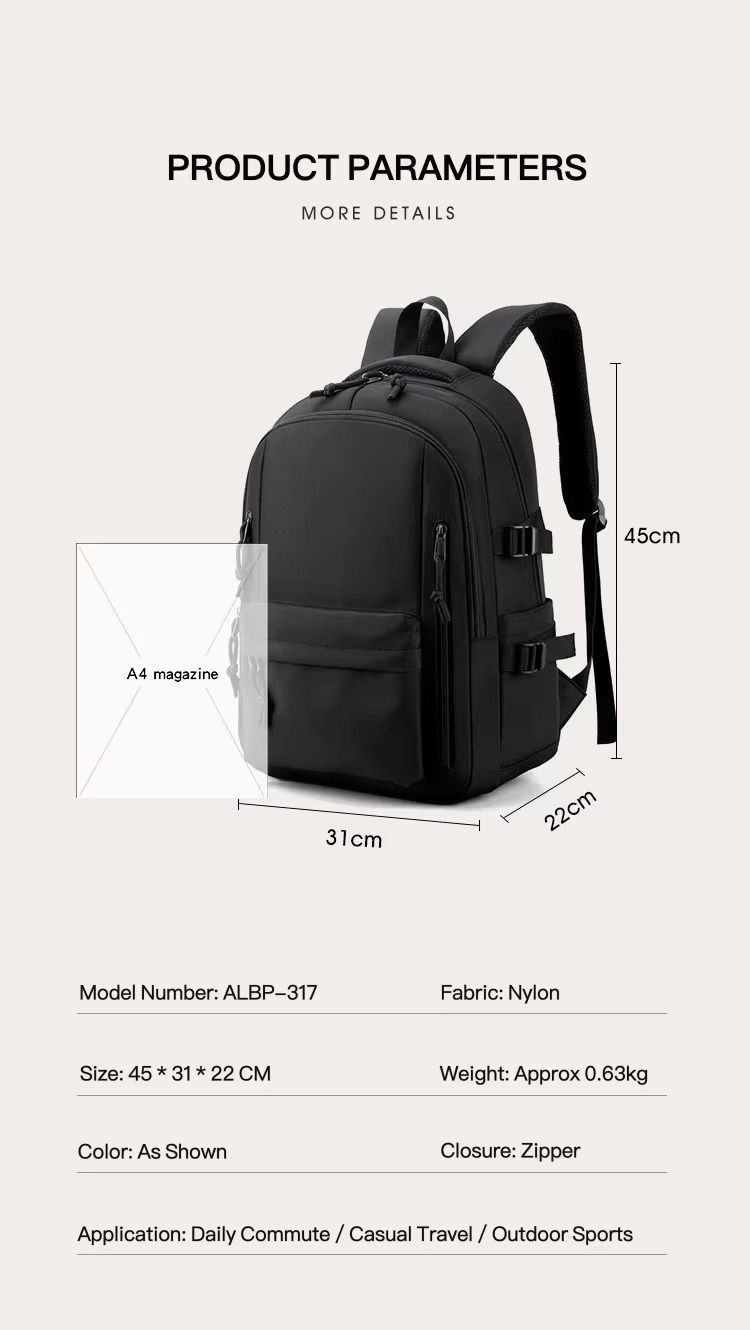 45x31x22 cm size compared with A4 magazine and parameters