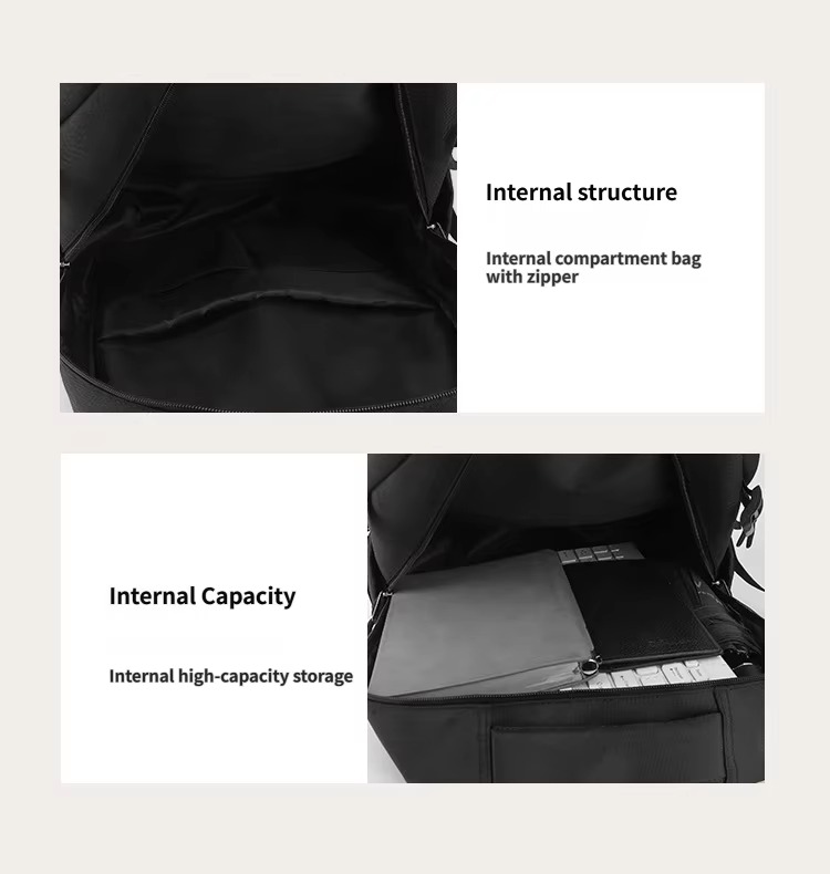 internal zipper compartment and high-capacity storage