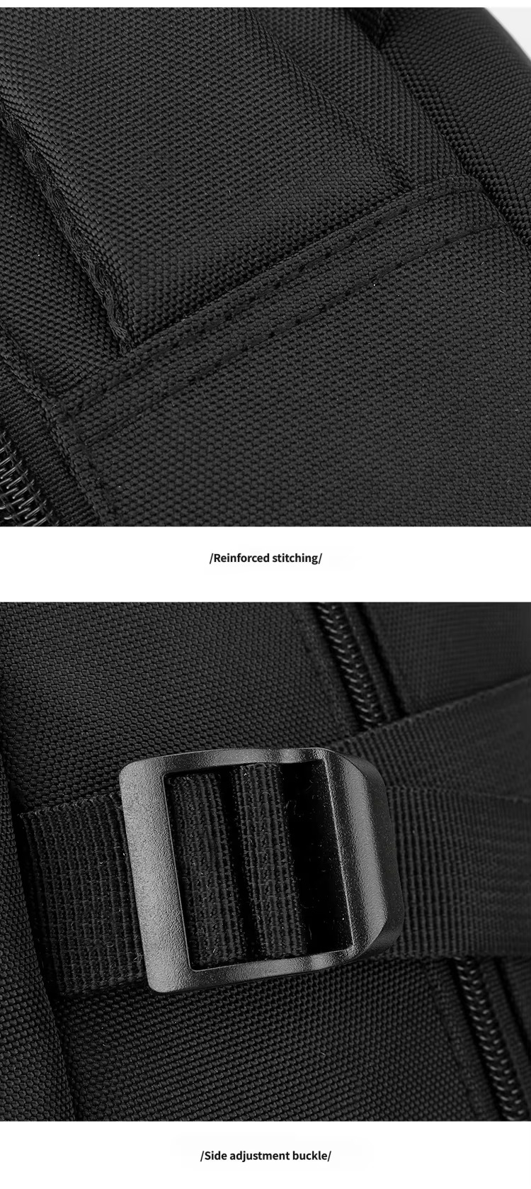 reinforced stitching and side adjustment buckle