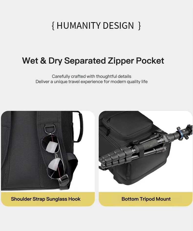 shoulder strap sunglass hook and bottom tripod mount