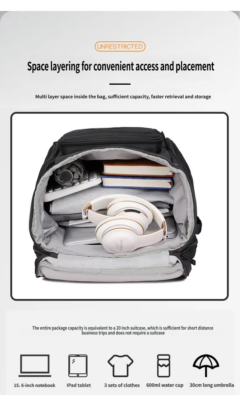 layered main compartment and items it fits