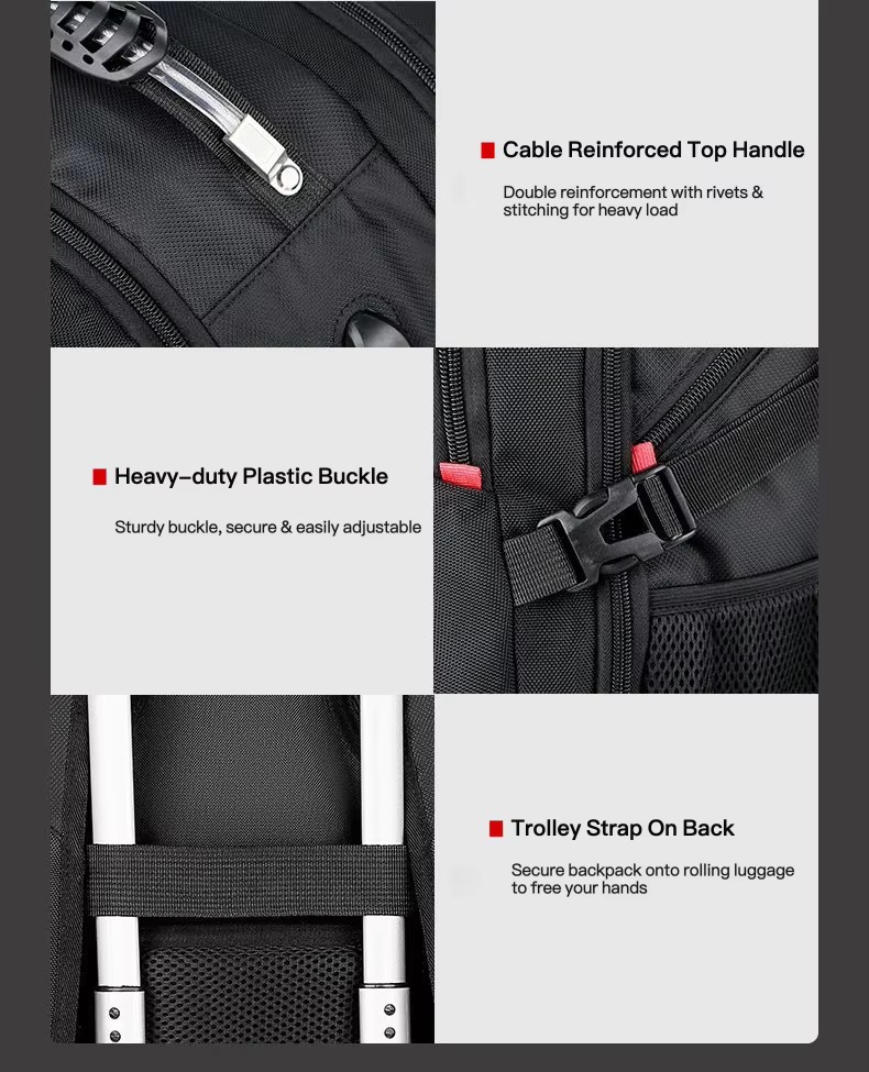 top handle buckle and trolley strap hardware details
