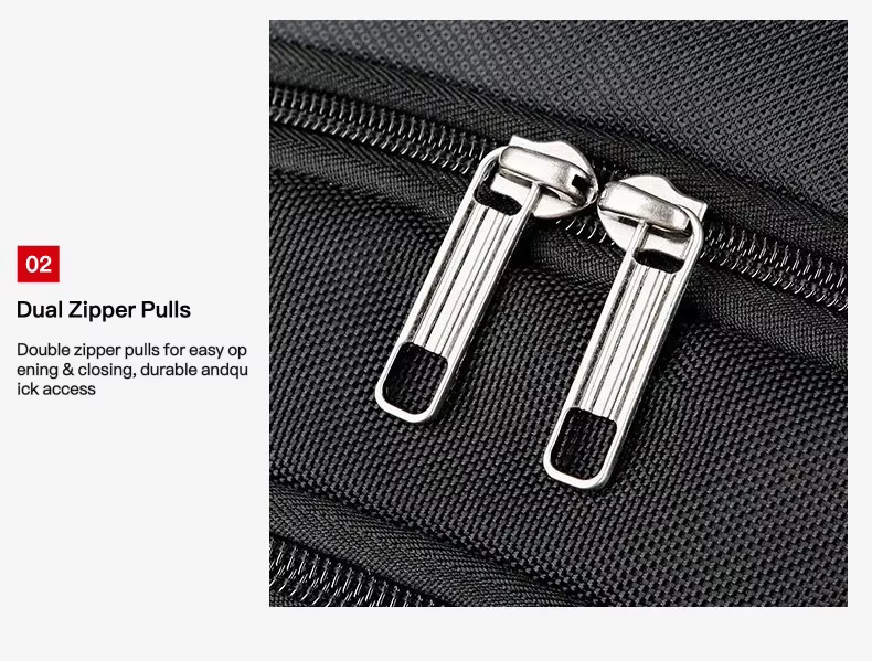 dual metal zipper pulls close-up