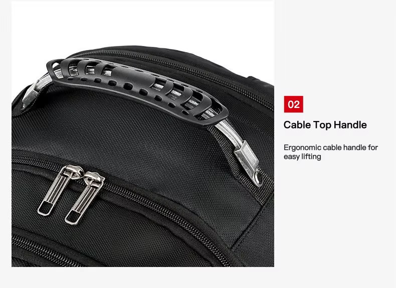 cable top handle and zipper pulls close-up