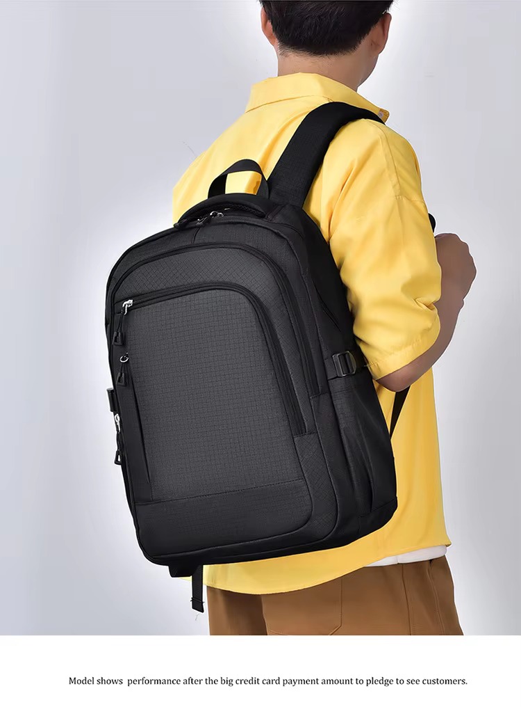 man wearing black backpack